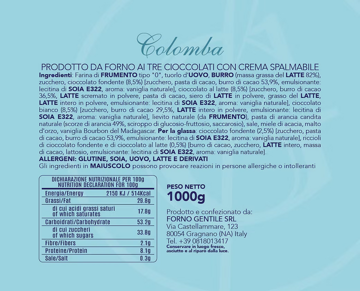 Colomba ai Tre cioccolati con Crema Spalmabile - Forno Gentile Gragnano
